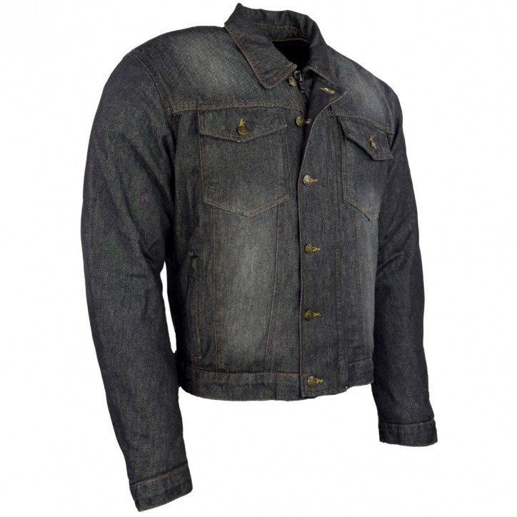 Roleff RO1514w - Schwarz/Power-Used - Klassische Jeans Motorradjacke mit Aramidverstärkung Saisonale Angebote