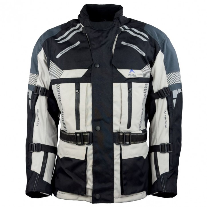 Roleff RO775 - Helle Motorrad- Tourenjacke in Schwarz/Grau Wochenangebot