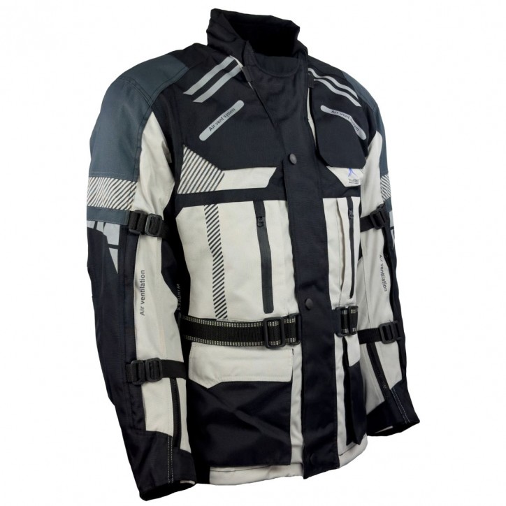 Roleff RO775 - Helle Motorrad- Tourenjacke in Schwarz/Grau Wochenangebot