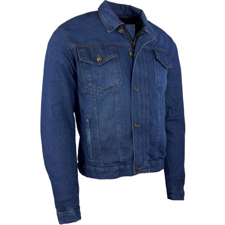 Roleff RO1515 - Blau/Stonewashed - Klassische Jeans Motorradjacke mit Aramidverstärkung Kostenlose Rückgabe