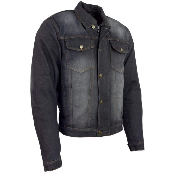 Roleff RO1514 - Schwarz/Stonewashed - Klassische Jeans Motorradjacke mit Aramidverstärkung Begrenzte Freigabe