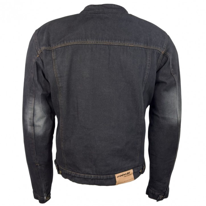 Roleff RO1514 - Schwarz/Stonewashed - Klassische Jeans Motorradjacke mit Aramidverstärkung Begrenzte Freigabe