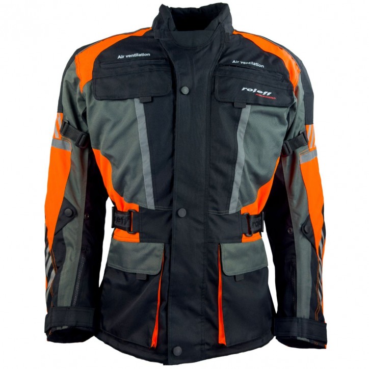 Roleff RO16012 - Motorradjacke in Schwarz / Orange Bis zu 50% Rabatt