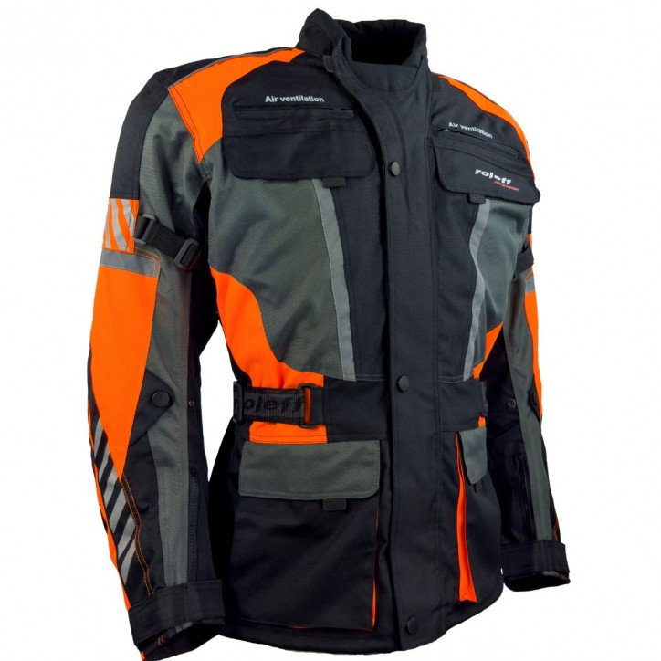 Roleff RO16012 - Motorradjacke in Schwarz / Orange Bis zu 50% Rabatt