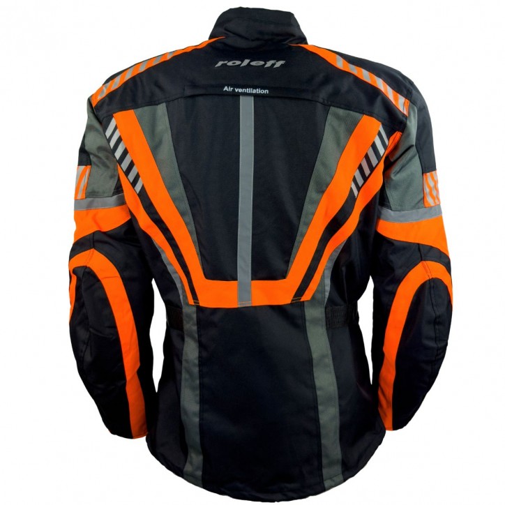 Roleff RO16012 - Motorradjacke in Schwarz / Orange Bis zu 50% Rabatt