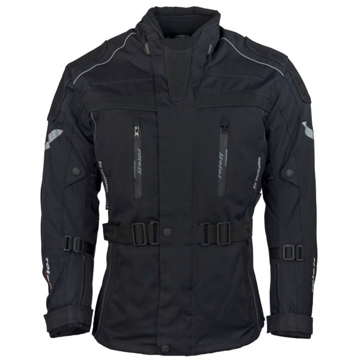Roleff RO538 - Motorradjacke mit Rindlederapplikationen in Schwarz Bis zu 65% Rabatt