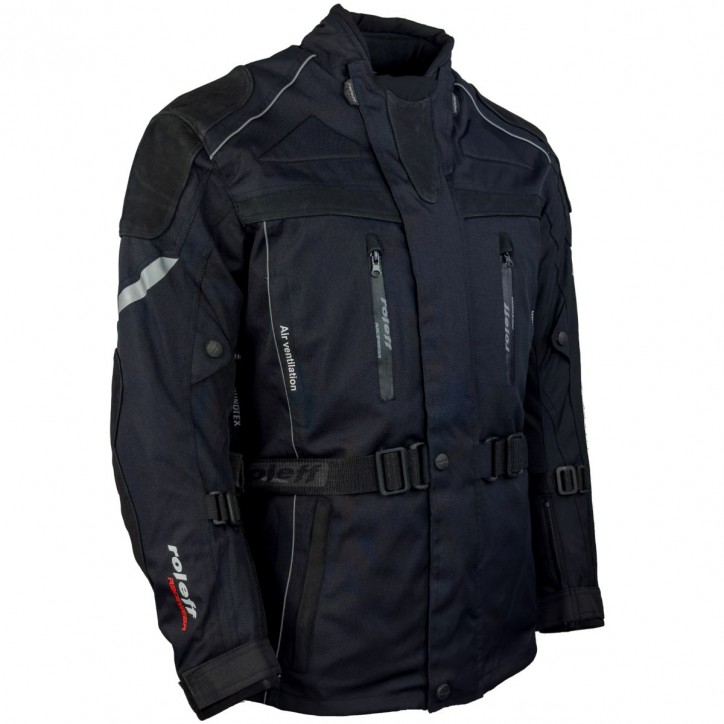 Roleff RO538 - Motorradjacke mit Rindlederapplikationen in Schwarz Bis zu 65% Rabatt