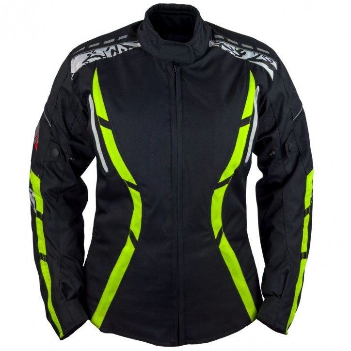 Roleff RO15092 - Motorradjacke für Damen in Schwarz / Neongelb Sonderangebot der Fabrik