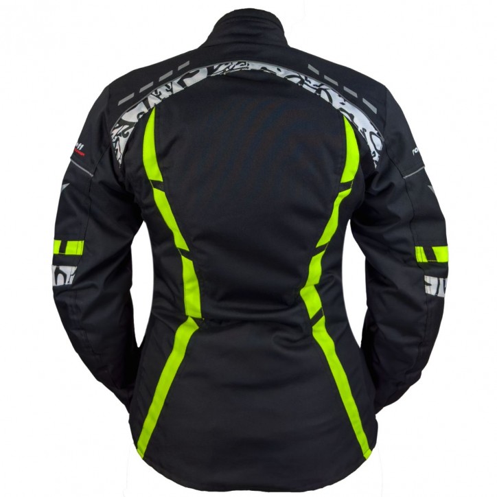 Roleff RO15092 - Motorradjacke für Damen in Schwarz / Neongelb Sonderangebot der Fabrik