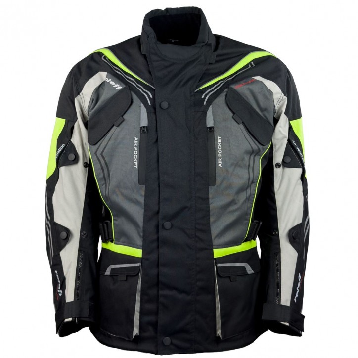 Roleff RO15113 - Motorradjacke in Schwarz / Grau / Weiß / Neongelb Super Rabatt