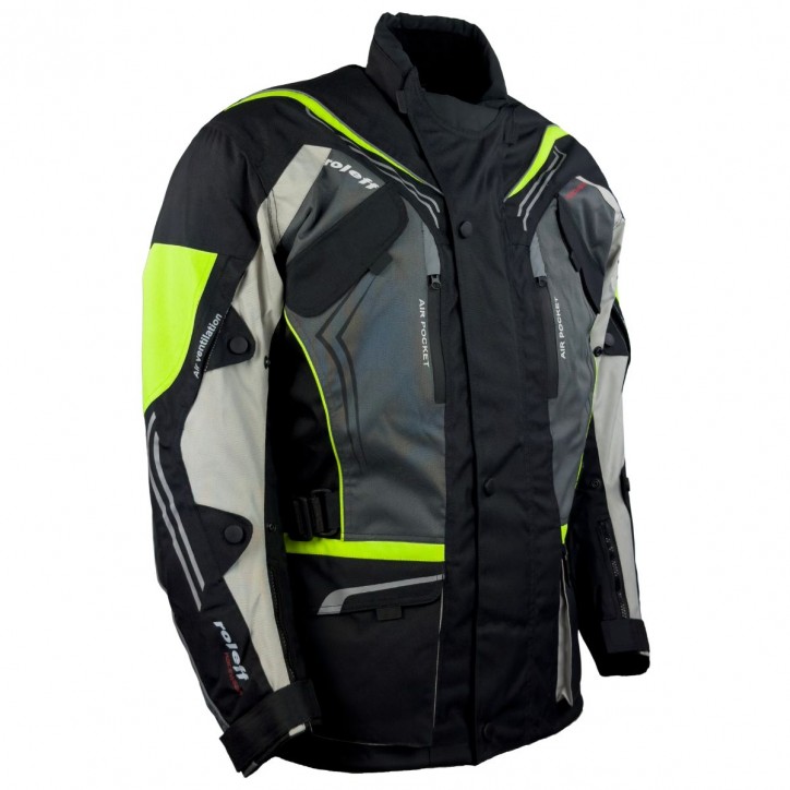 Roleff RO15113 - Motorradjacke in Schwarz / Grau / Weiß / Neongelb Super Rabatt