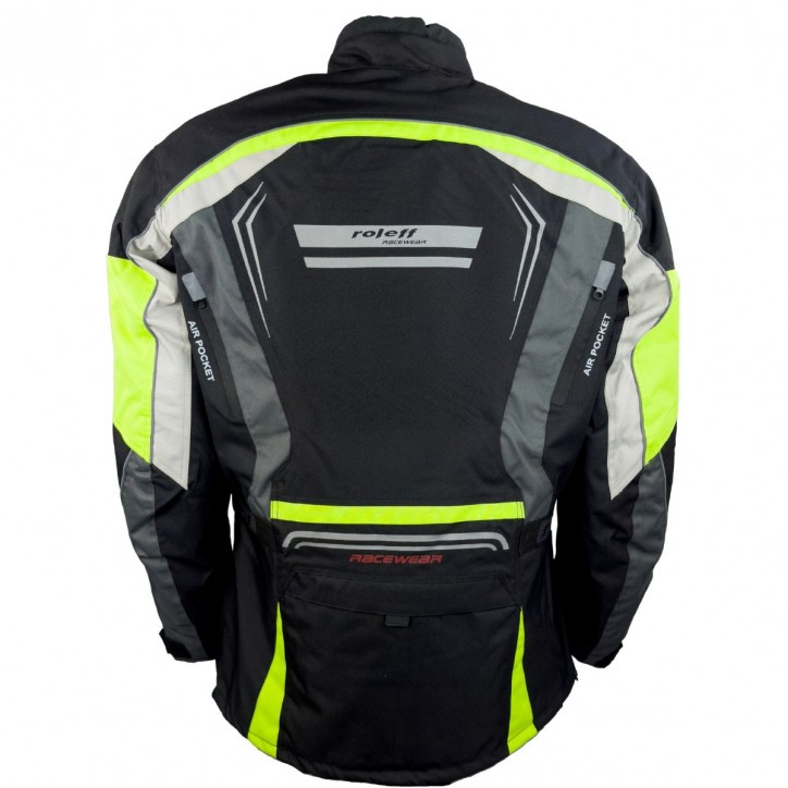 Roleff RO15113 - Motorradjacke in Schwarz / Grau / Weiß / Neongelb Super Rabatt