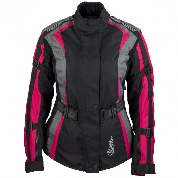 Roleff RO904 - Motorradjacke für Damen in Pink/Schwarz/Grau Kostenloser Versand international