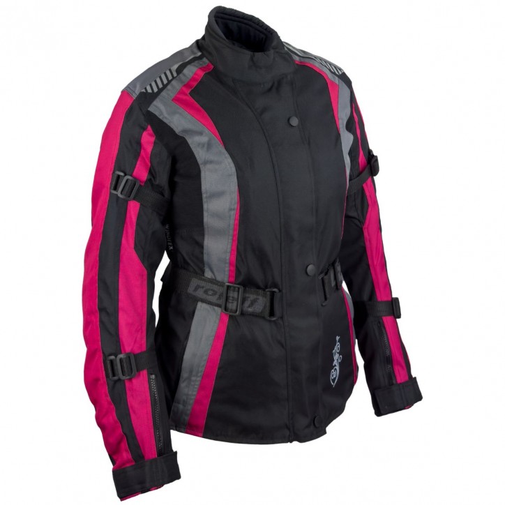 Roleff RO904 - Motorradjacke für Damen in Pink/Schwarz/Grau Kostenloser Versand international