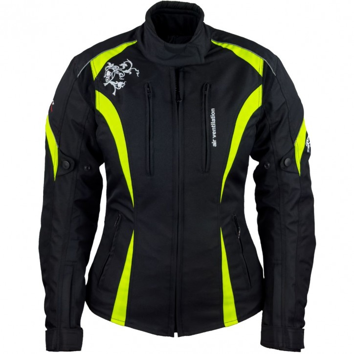 Roleff RO1502 - Motorradjacke für Damen in Schwarz / Neongelb 2025