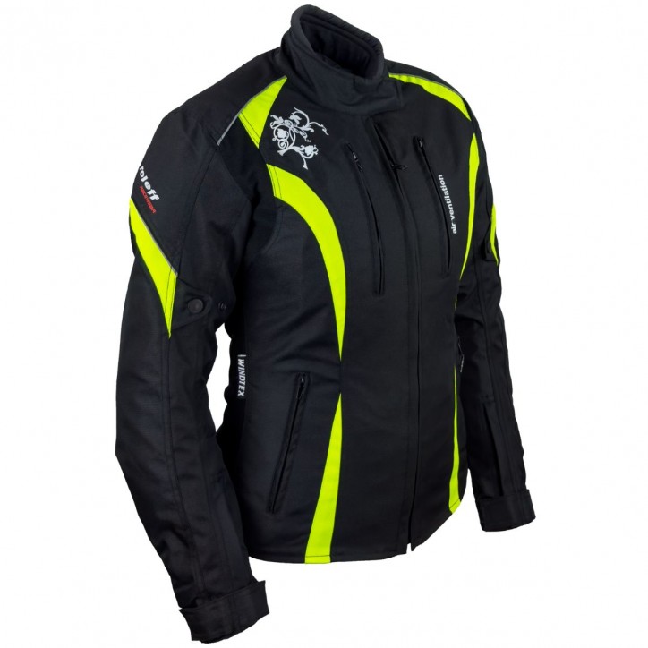 Roleff RO1502 - Motorradjacke für Damen in Schwarz / Neongelb 2025