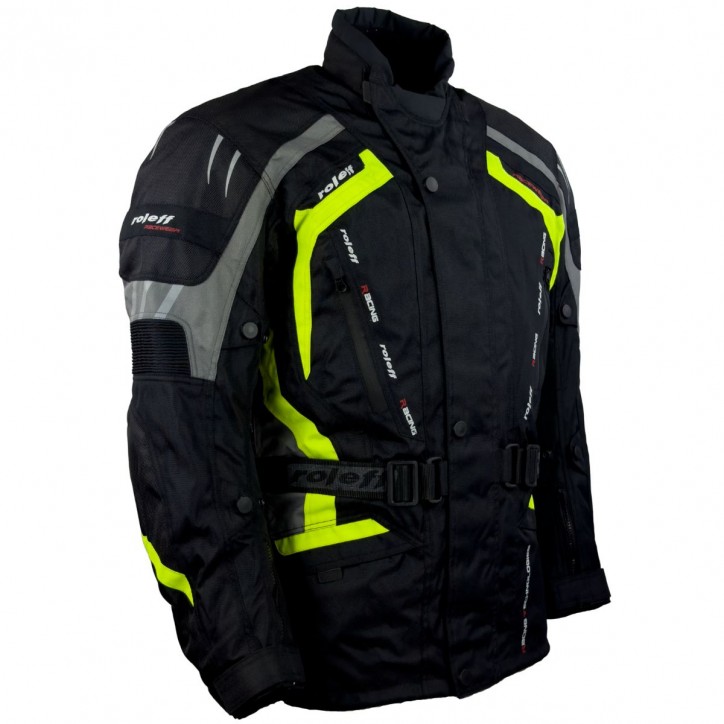 Roleff RO387 - auffällige Motorradjacke in Schwarz / Neongelb Auslauf
