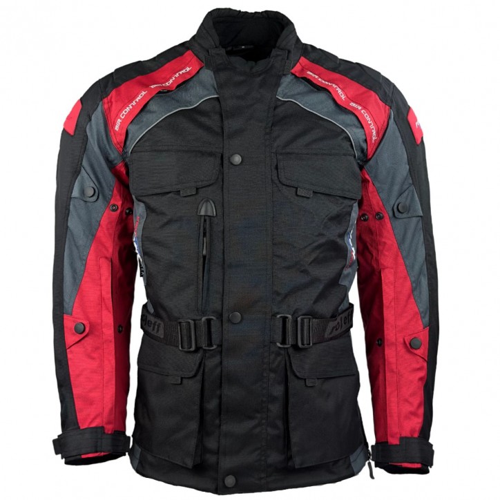 Roleff RO782 - Motorradjacke mit Wind-Tex® Klimamembrane - Belüftung - CE Protektoren - Schwarz / Rot Angebote