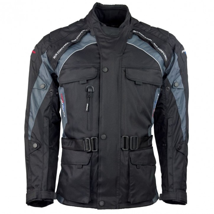 Roleff RO781 - Motorradjacke mit Wind-Tex® Klimamembrane - Belüftung - CE Protektoren - Schwarz / Grau Hotsell