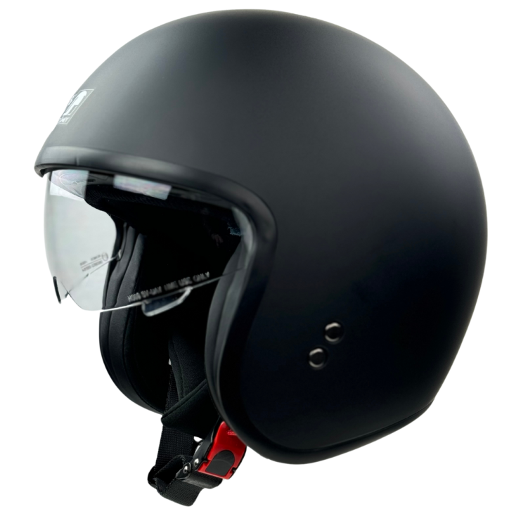 Roleff RR10701 - Römer Jethelm - Motorradhelm mit Sonnenvisier + gratis klarem Visier, mattschwarz Blitzverkäufe