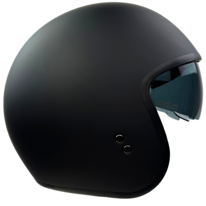 Roleff RR10701 - Römer Jethelm - Motorradhelm mit Sonnenvisier + gratis klarem Visier, mattschwarz Blitzverkäufe