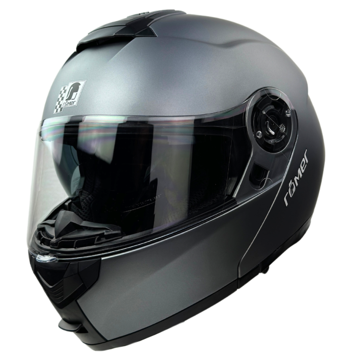 Roleff RR20771 - Römer Klapphelm -Motorradhelm mit Sonnenvisier, titanium- matt Kostenloser Versand