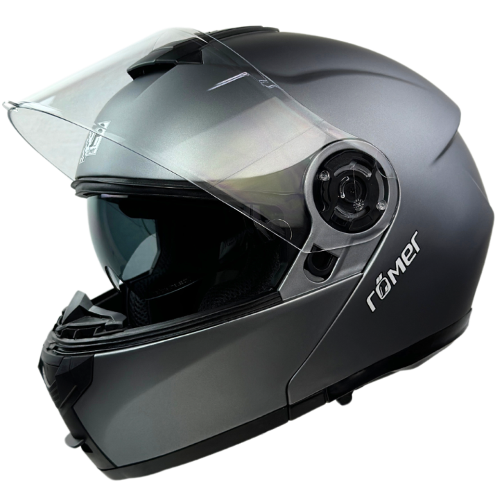 Roleff RR20771 - Römer Klapphelm -Motorradhelm mit Sonnenvisier, titanium- matt Kostenloser Versand