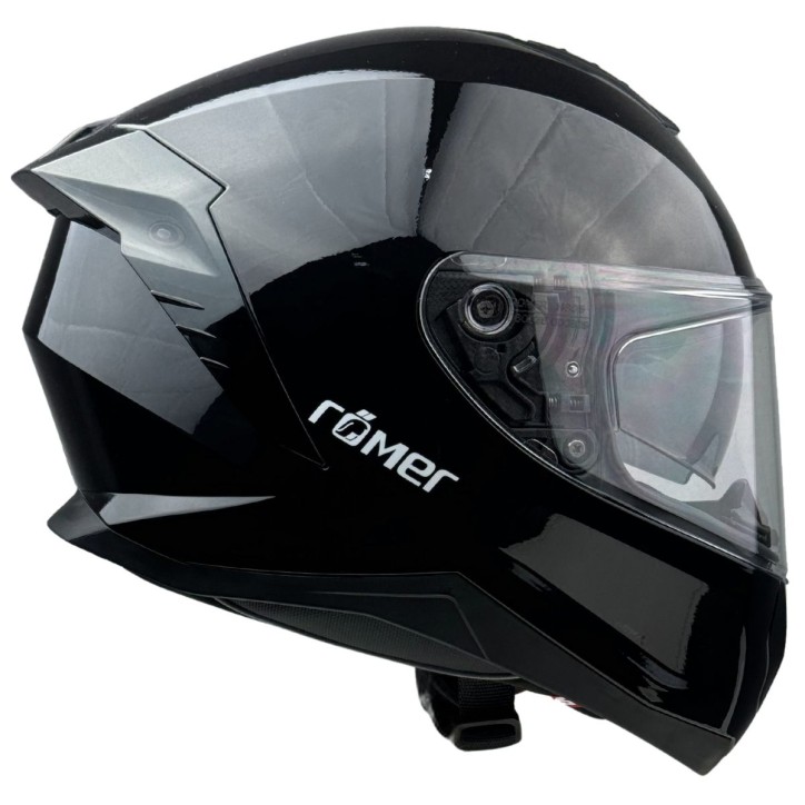 Roleff RR20171 - Römer Motorradhelm - Integralhelm mit Sonnenvisier, schwarz glanz Sonderangebot