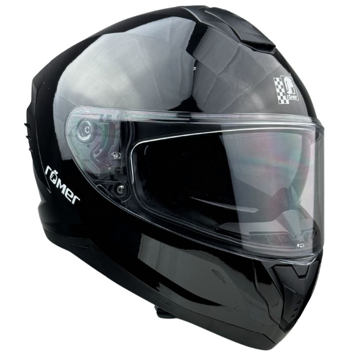 Roleff RR20171 - Römer Motorradhelm - Integralhelm mit Sonnenvisier, schwarz glanz Sonderangebot
