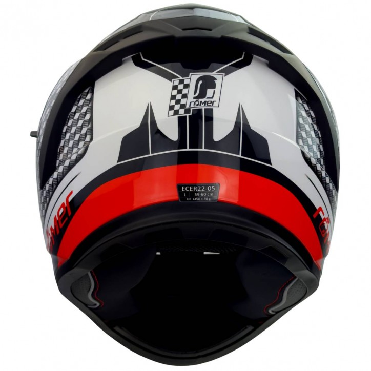 Roleff RO202216 - Integralhelm mit Sonnenvisier, weiss/ schwarz/ rot, glänzend Günstig kaufen