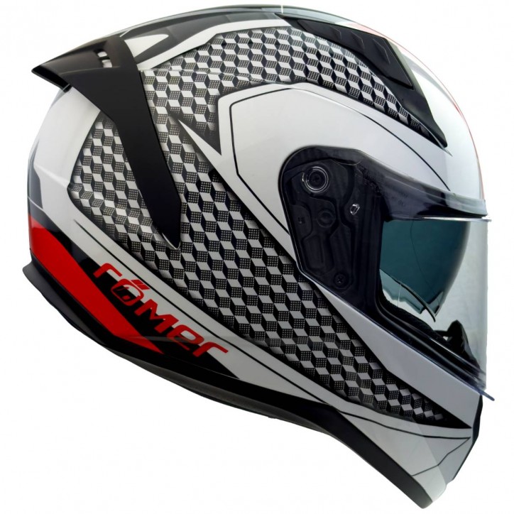 Roleff RO202216 - Integralhelm mit Sonnenvisier, weiss/ schwarz/ rot, glänzend Günstig kaufen