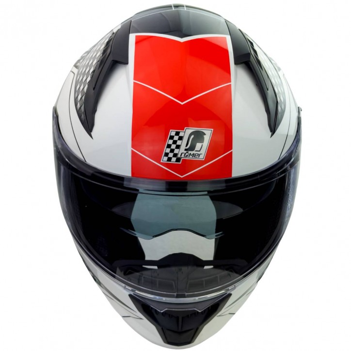 Roleff RO202216 - Integralhelm mit Sonnenvisier, weiss/ schwarz/ rot, glänzend Günstig kaufen