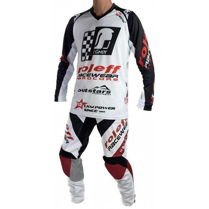Roleff RO872 - MX Hose weiss/rot Motocross- Hose Neueste Mode