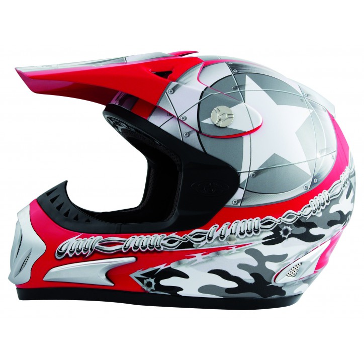Roleff Römer Starcross- Crosshelm mit Helmschild schwarz / rot 50% Rabatt mit kostenlosem Versand