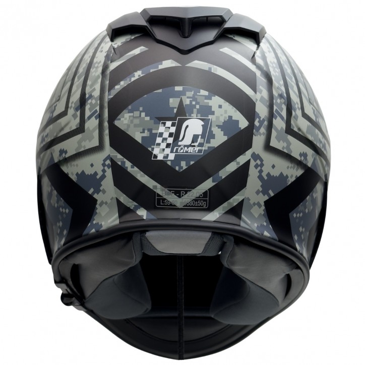 Roleff RO818 - Integralhelm mit Sonnenvisier in schwarz / grau Dekor Clearance-Verkauf