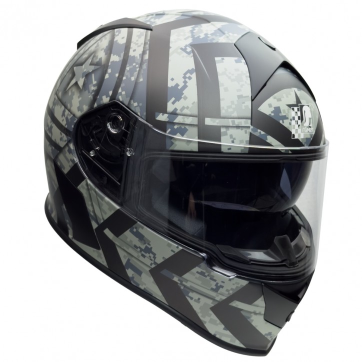 Roleff RO818 - Integralhelm mit Sonnenvisier in schwarz / grau Dekor Clearance-Verkauf