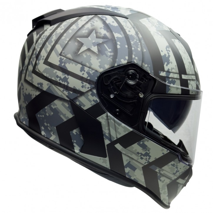 Roleff RO818 - Integralhelm mit Sonnenvisier in schwarz / grau Dekor Clearance-Verkauf
