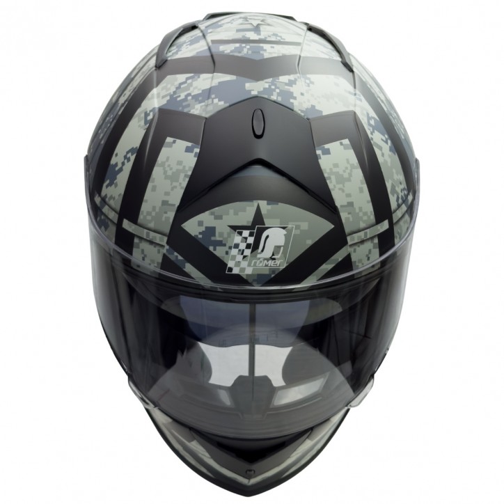 Roleff RO818 - Integralhelm mit Sonnenvisier in schwarz / grau Dekor Clearance-Verkauf