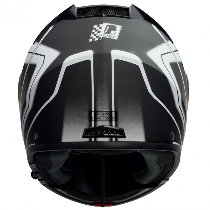 Roleff RO20057 - Schwarz-weißer Klapphelm mit integriertem Sonnenvisier Outlet