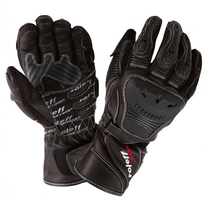 Roleff RO85 - Schwarze Motorradhandschuhe aus Leder