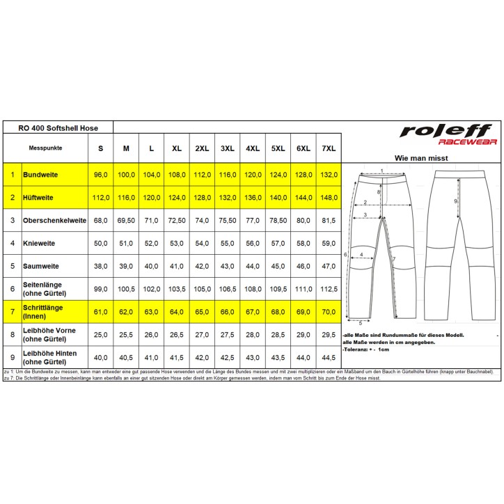 Roleff RO400 - Schwarze Softshell Motorradhose mit Belüftungssystem, Klimamembrane und Thermofutter Jubiläumsangebot