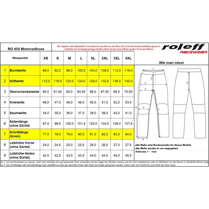 Roleff RO450 - Motorradhose mit Cargotaschen und Thermofutter Blitzangebot