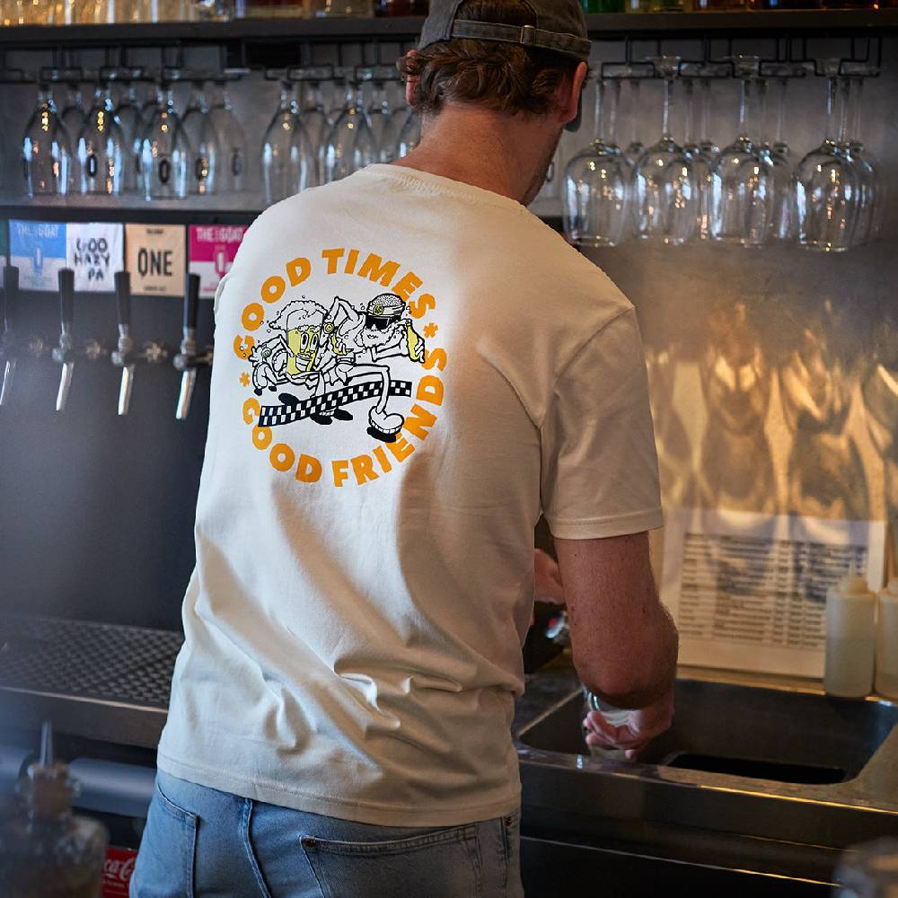 Runamics Good Times Good Friends T-Shirt, Biobaumwolle, unisex, undyed Begrenzte Freigabe