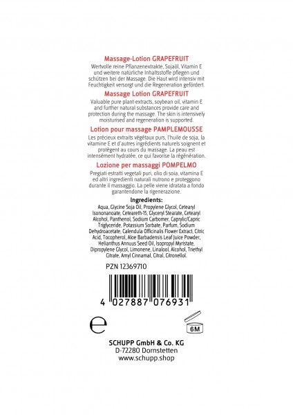 Schupp Massage-Lotion Grapefruit 50% Rabatt für begrenzte Zeit