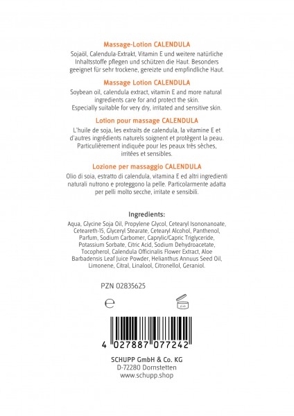 Schupp Massage-Lotion Calendula Rabatte dieses Monats