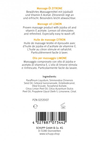 Schupp Massage-Öl Zitrone Fabrikverkauf