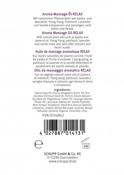 Schupp Aroma-Massage-Öl Relax Sonderangebot der Fabrik