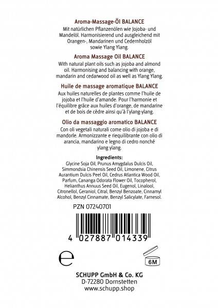 Schupp Aroma-Massage-Öl Balance Vierteljährliche Förderung