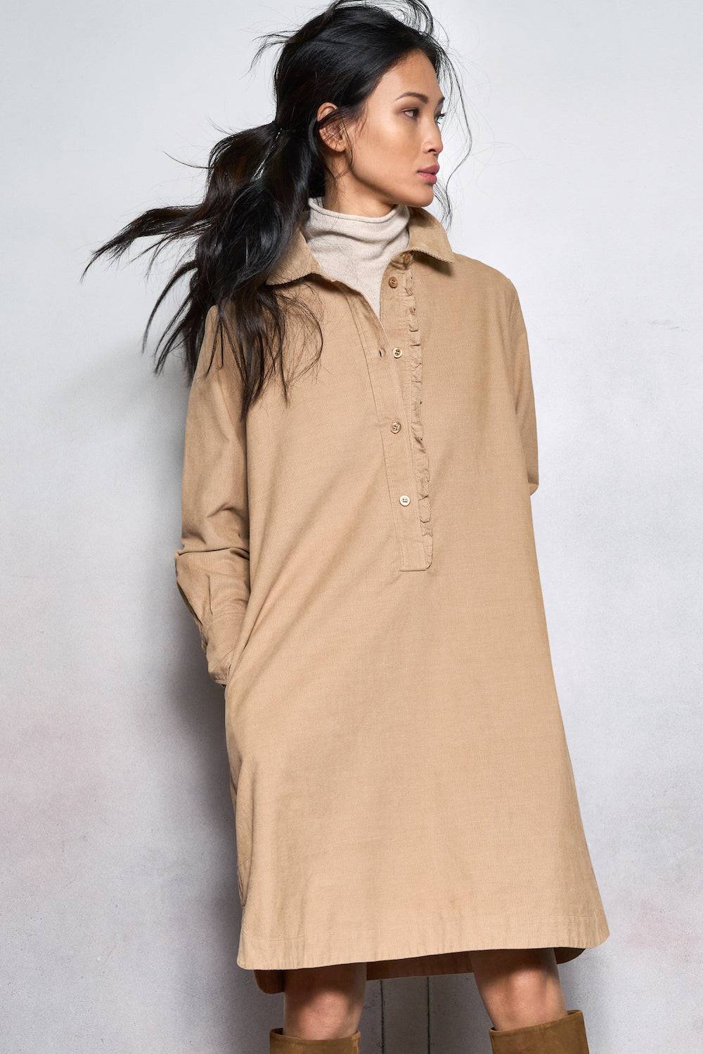 Spoon Golf Ruffle Placket Cord Dress