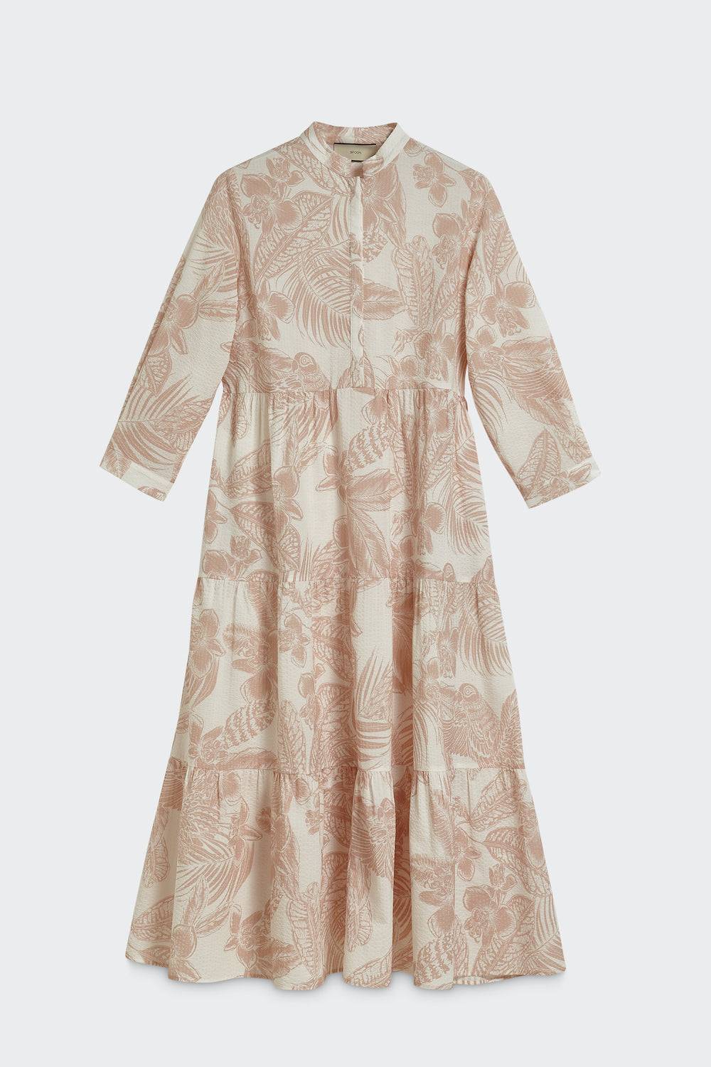 Spoon Golf Printed Cotton Flared Volant Dress with Button Tape